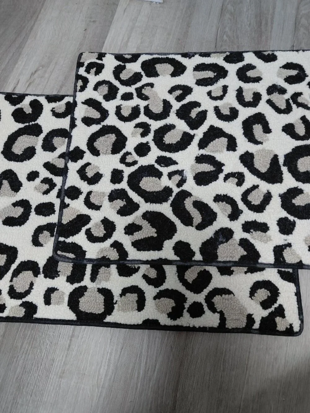 Black & Gray Leopard Print Small Same Size Rectangle Area Rugs Set of 2